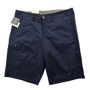 Eddie Bauer Zipper Cargo Shorts Mens 34 Navy Blue Stretch Active Tech NEW